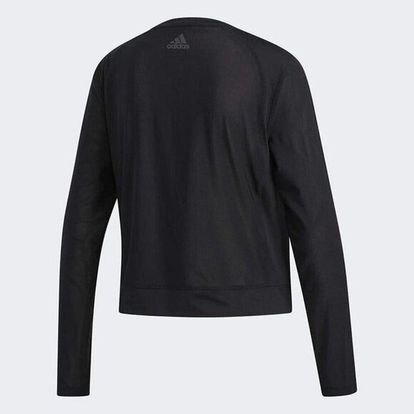 ADIDAS $50 SZ M MEDIUM BLACK MESH CROP COVER UP TEE LIGHT TOP STREETWEAR - Picture 2 of 9